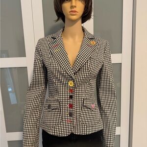 Moschino Black and White Houndstooth Blazer